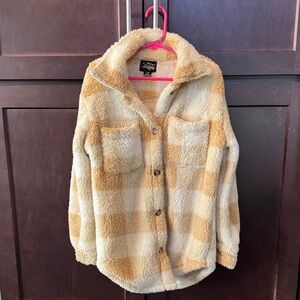 Girls Cozy Plaid Sherpa Jacket